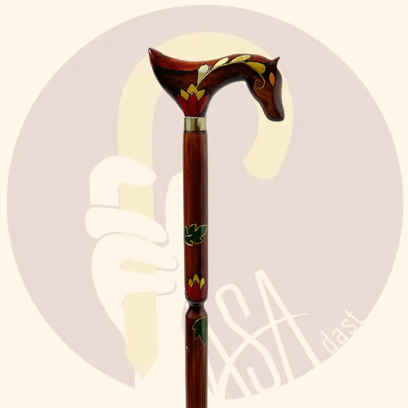 Wooden Handcrafted Horse Design Cane - تصویر 2