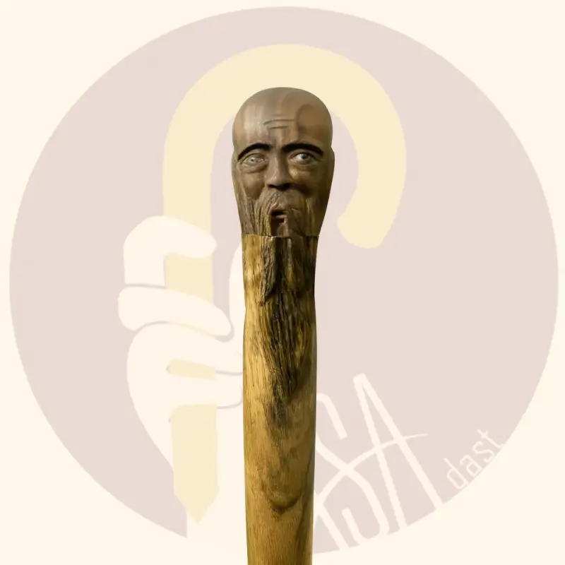 Carved Walnut Cane – Asar Model - تصویر 2
