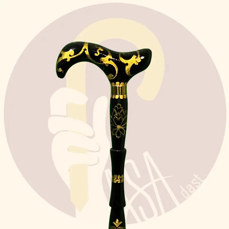 Golden Carbon Ergonomic Wooden Cane